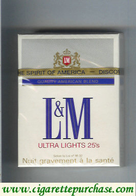 L&M Quality American Blend Ultra Lights 25s cigarettes hard box